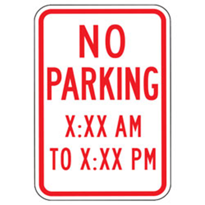 No Parking With Hours Sign