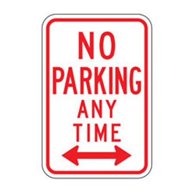 No Parking Anytime Double Arrow Sign