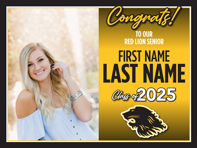 Red Lion Graduation Sign with Photo