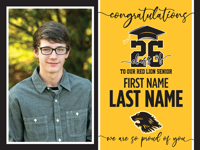 Red Lion Graduation Sign with Photo