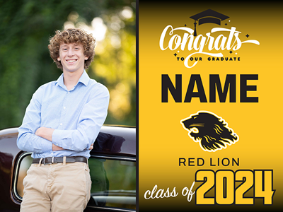 Red Lion Graduation Sign with Photo