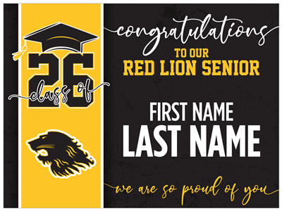 Red Lion Graduation Sign