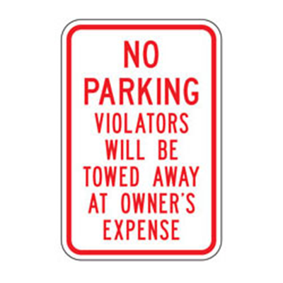 No Parking Violators Will Be Towed Sign