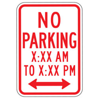 No Parking with Hours & Double Arrow Sign